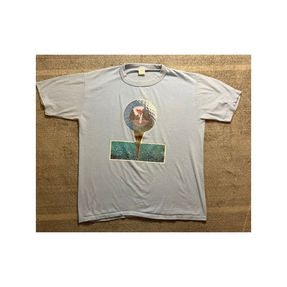 Vintage Sportswear Golf Graphic T-Shirt Light Blue Large 50/50 Single Stitch